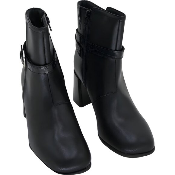 Clarks Keirsta Haley Black Leather Ankle Boots Zip Buckle Women's US 8M - Picture 1 of 6